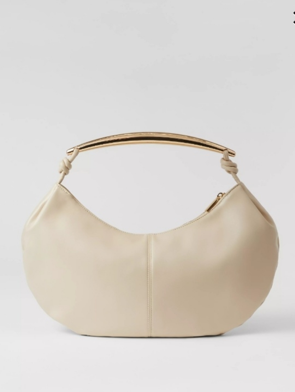 Cream Crescent Handle Shoulder Bag